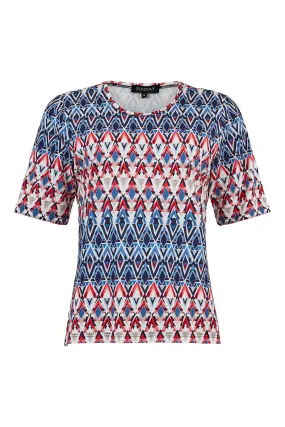 6610 - Red/Navy Print Top - Sunday