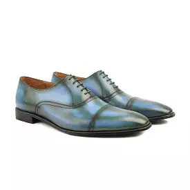 Aalen - Sky Blue and Burnished Green Patina Calf Leather Oxford