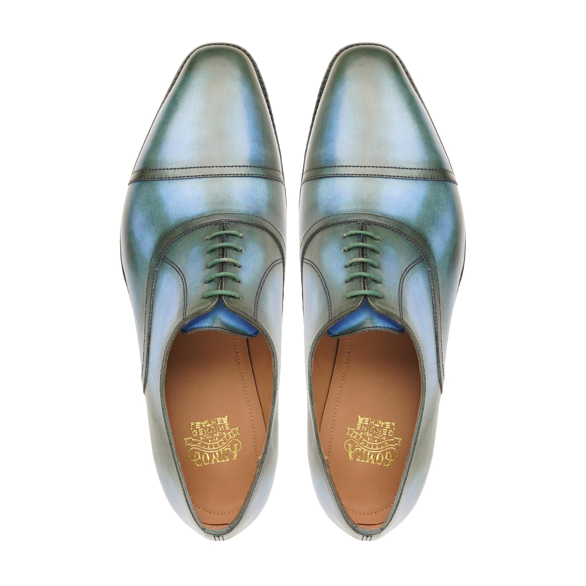 Aalen - Sky Blue and Burnished Green Patina Calf Leather Oxford