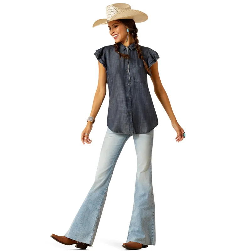 Ariat Carriage Button Up Ladies Top - Indigo Rinse