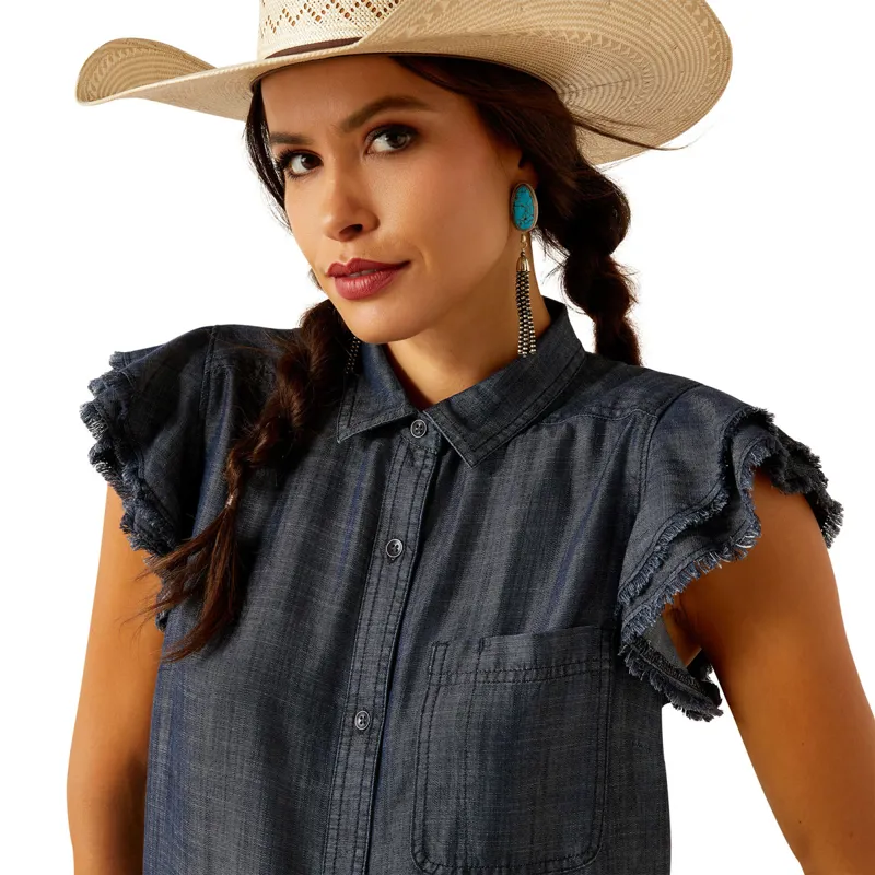 Ariat Carriage Button Up Ladies Top - Indigo Rinse