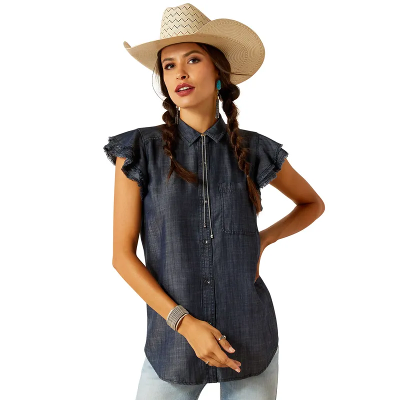 Ariat Carriage Button Up Ladies Top - Indigo Rinse