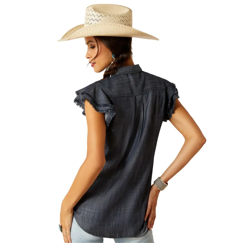 Ariat Carriage Button Up Ladies Top - Indigo Rinse