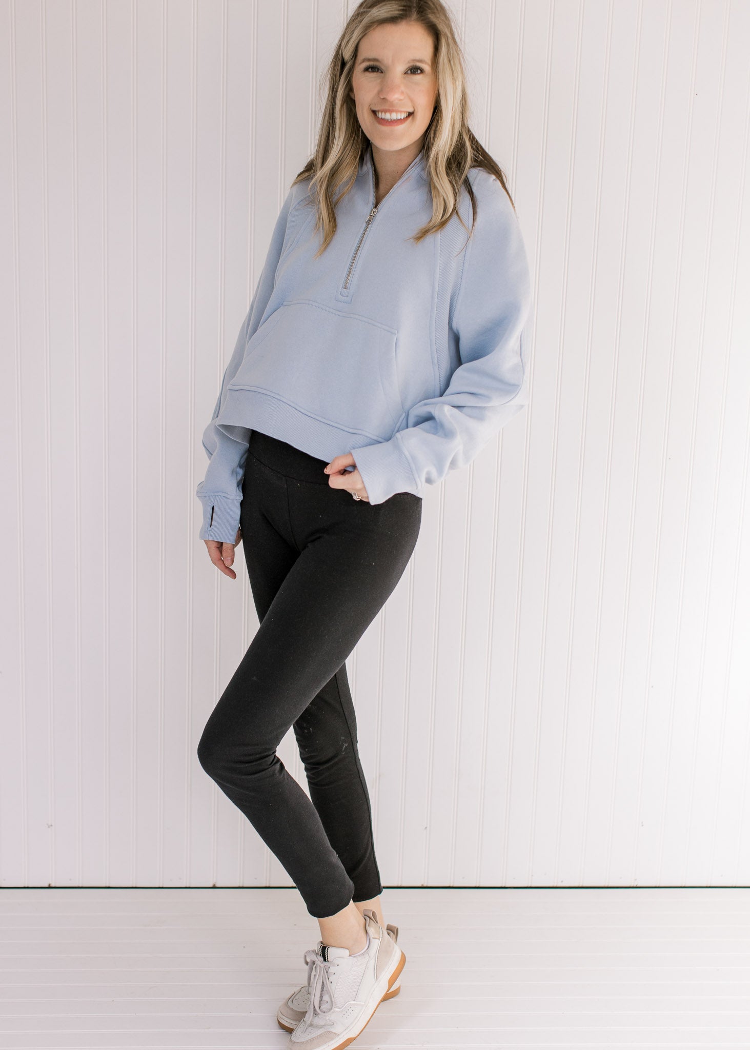 Athleisure Sky Blue Cropped 1/4 Zip