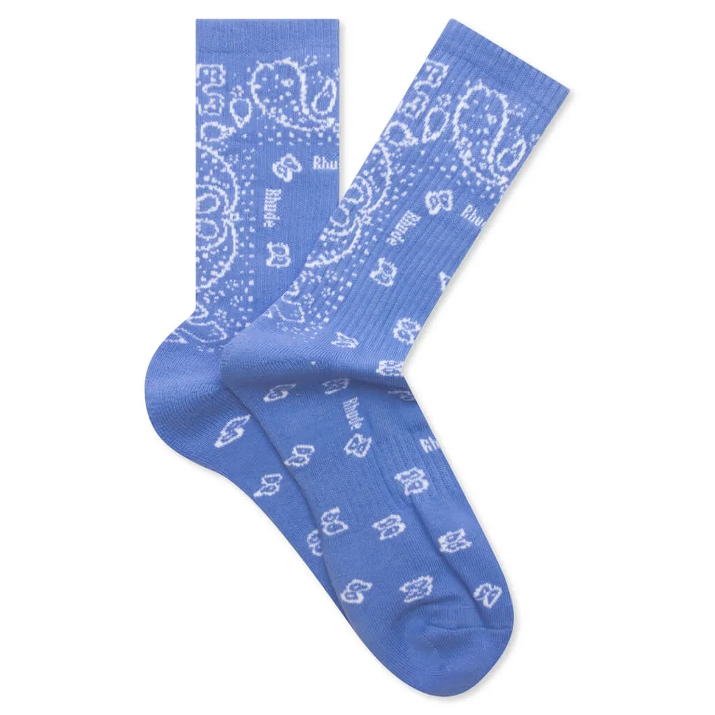 Bandana Jacquard Sock - Sky Blue/White