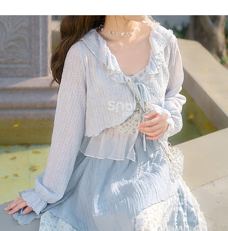 Cute Soft Girl Sky Blue Spring Cardigan ON626