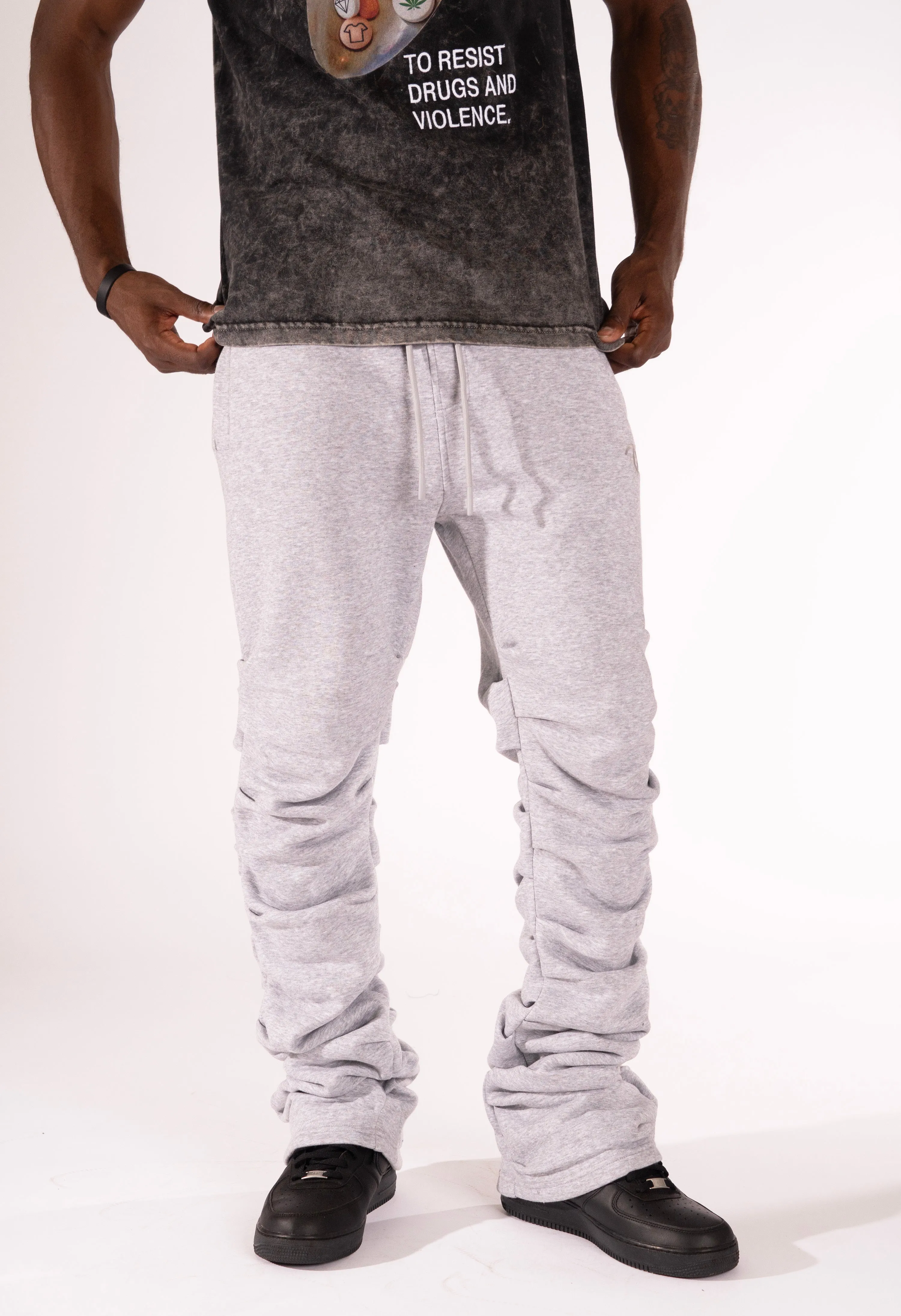 F6220 Malik Stacked Sweatpants - Gray