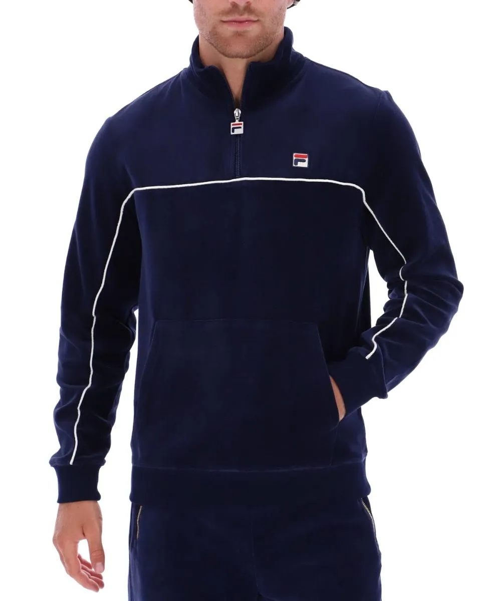 Fila Duke Velour 1/4 Zip Track Jacket Fila Navy/Egret