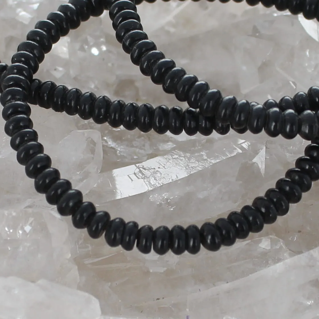 Genuine Black Jet Rondelle beads 4mm