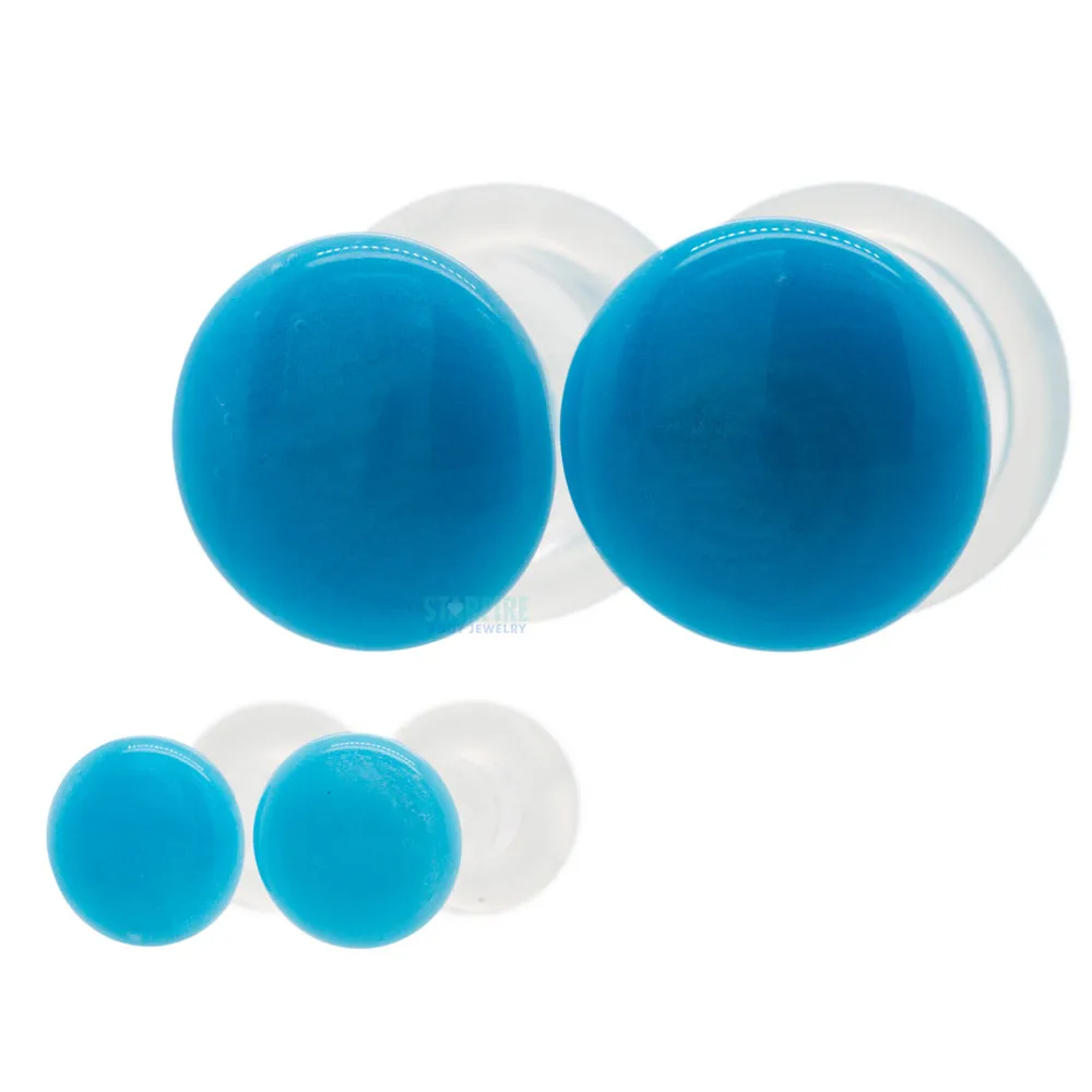 Glass Color Front Plugs - Sky Blue