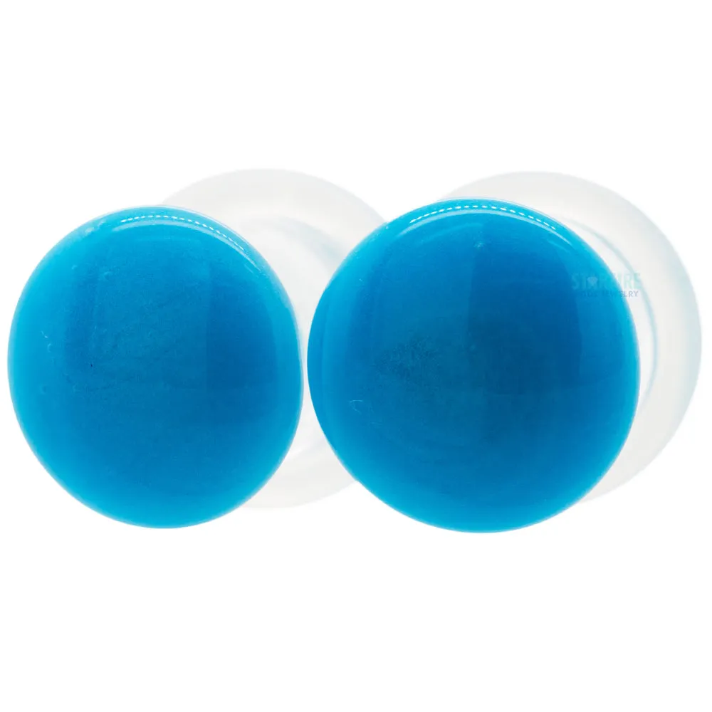 Glass Color Front Plugs - Sky Blue