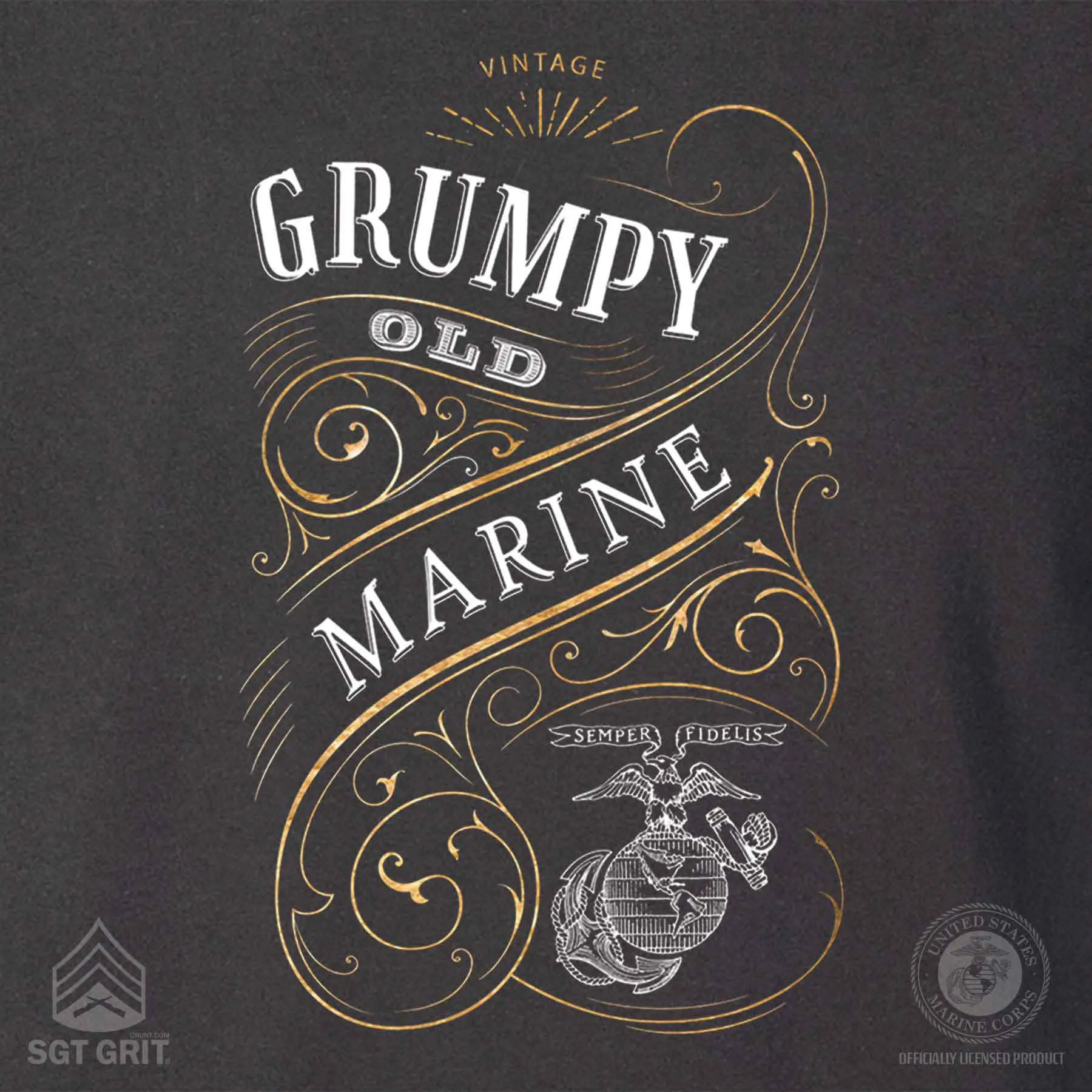 Grumpy Old Marine Vintage EGA Back With Left Chest T-shirt