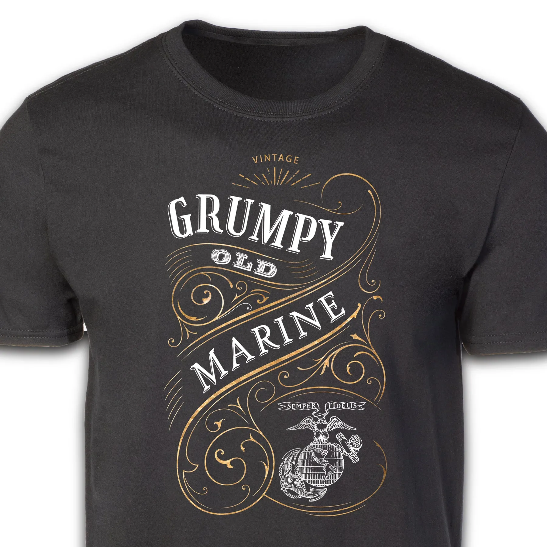 Grumpy Old Marine Vintage EGA Full Front T-shirt