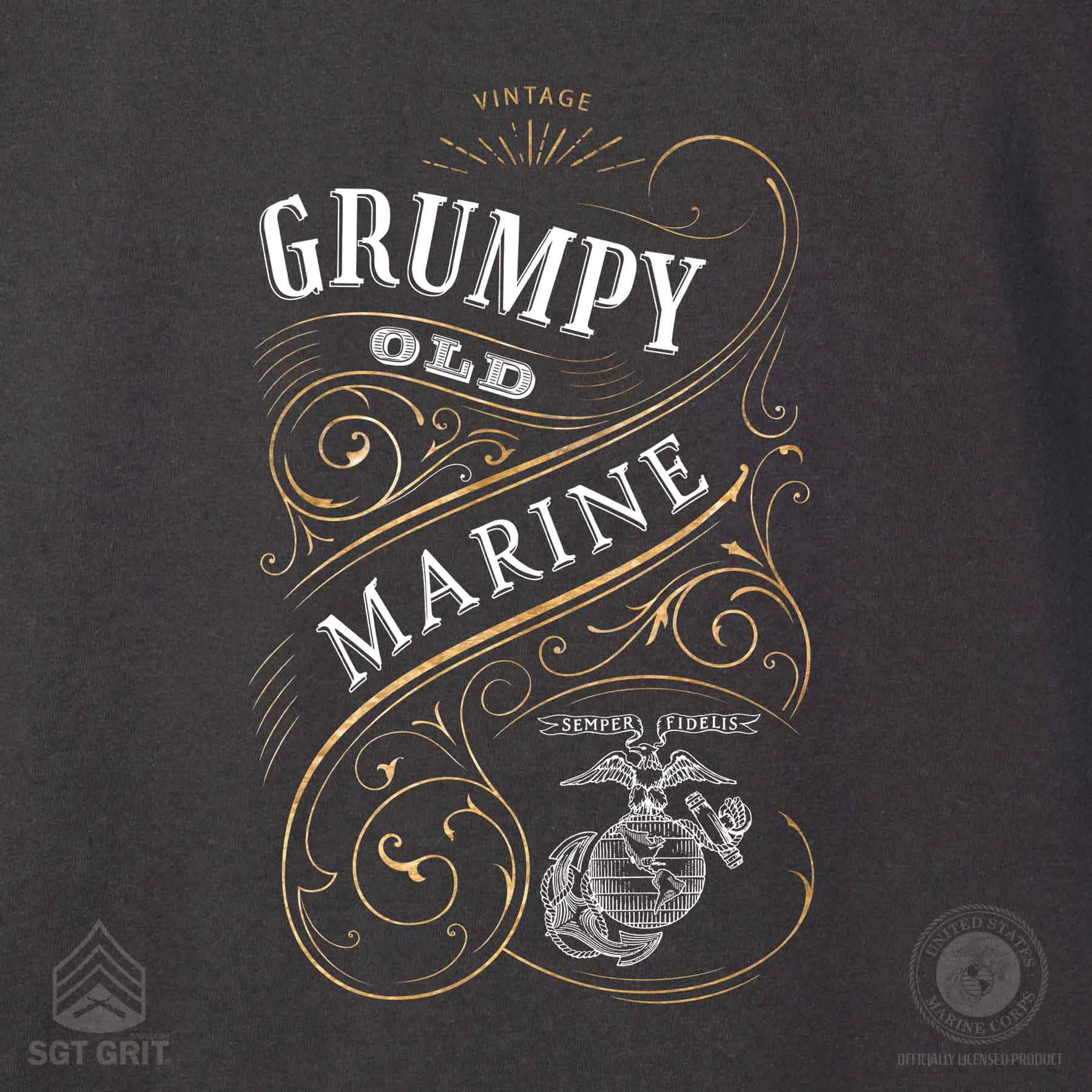 Grumpy Old Marine Vintage EGA Full Front T-shirt