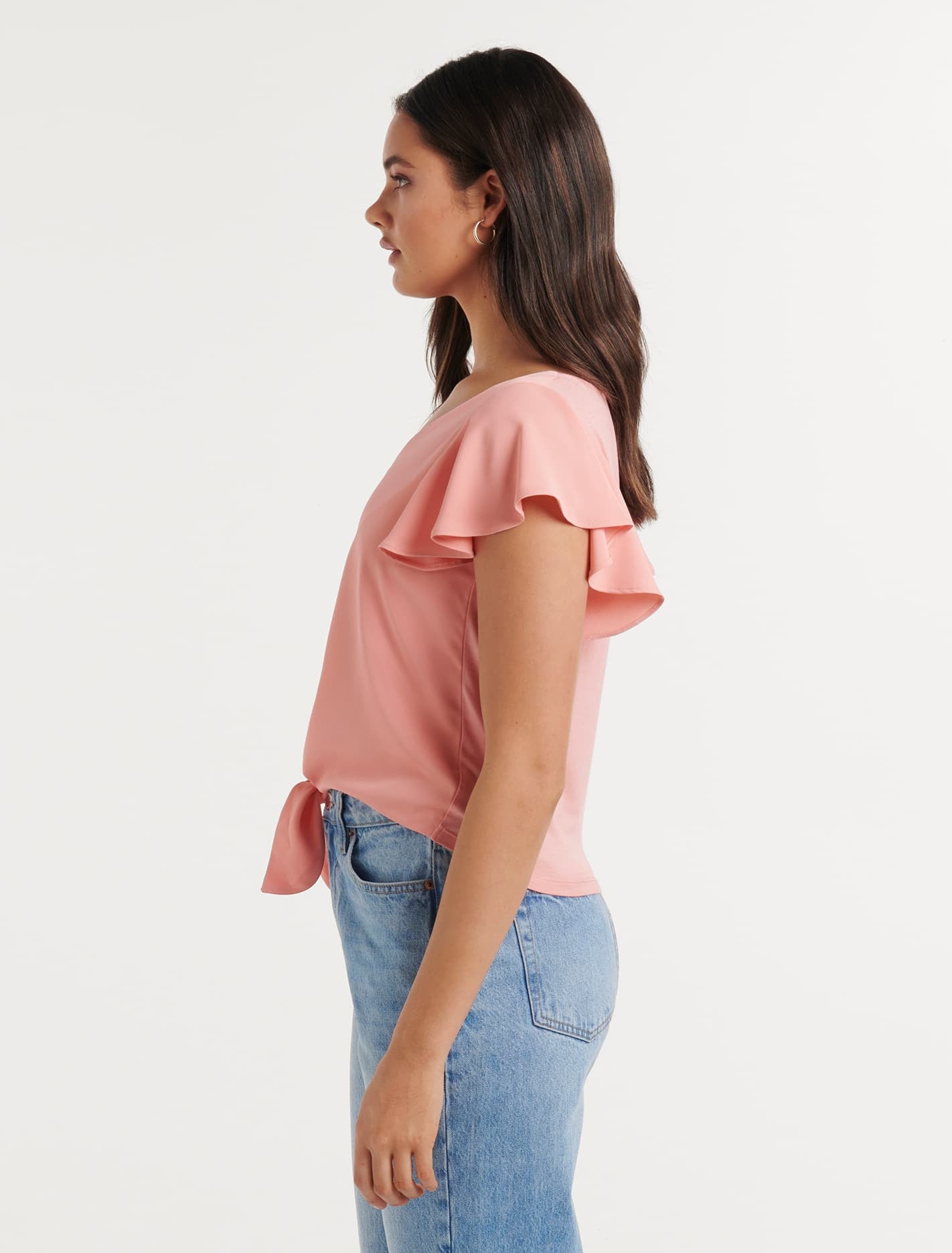 Hayley Flutter Sleeve Tie Top