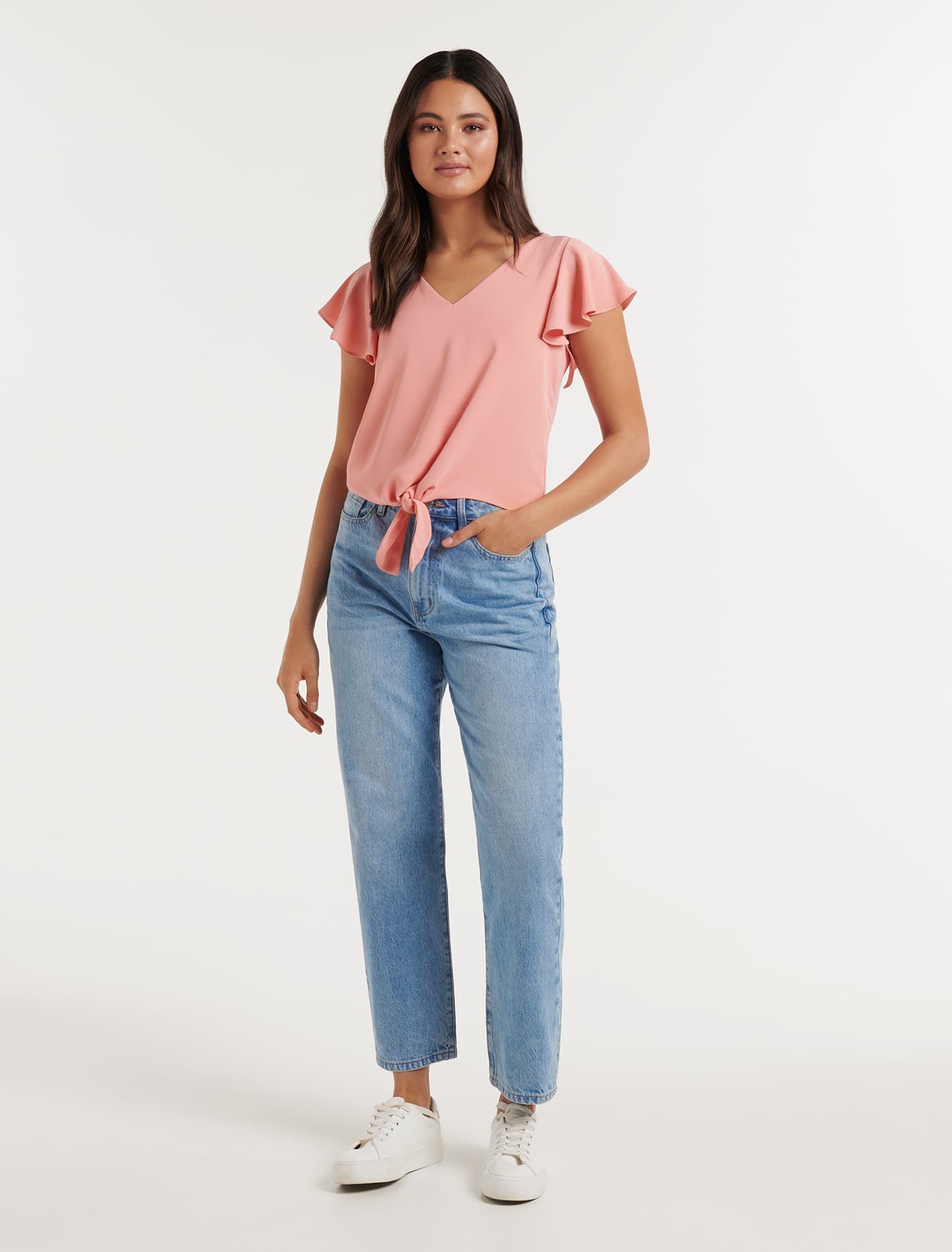 Hayley Flutter Sleeve Tie Top