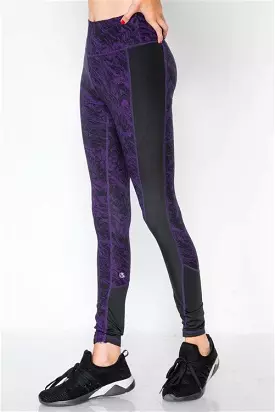 Jet Black Blackberry Watercolor Sporty Active Legging