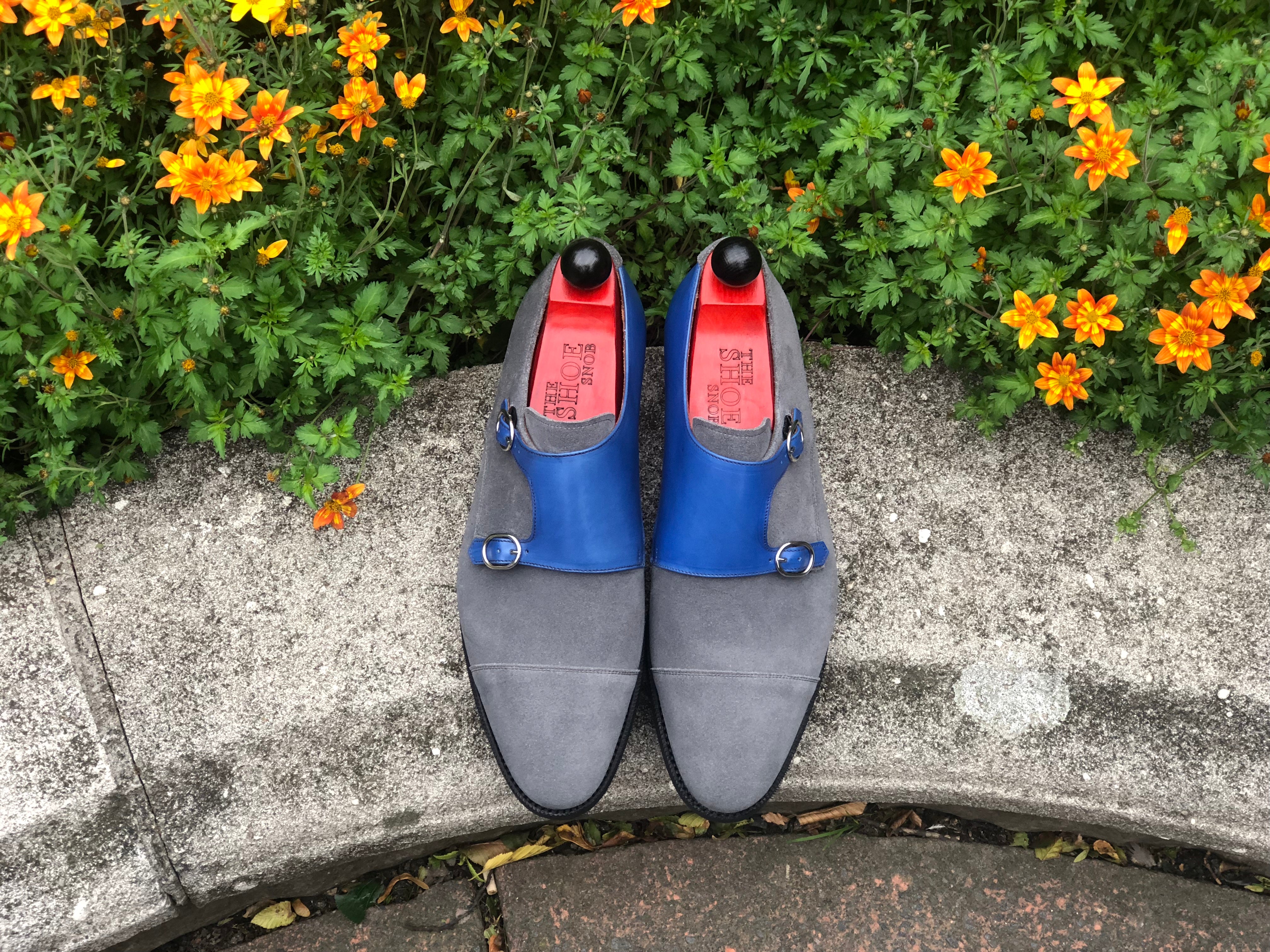 Kent - MTO - Grey Suede / Sky Blue Calf - TMG Last - Single Leather Sole