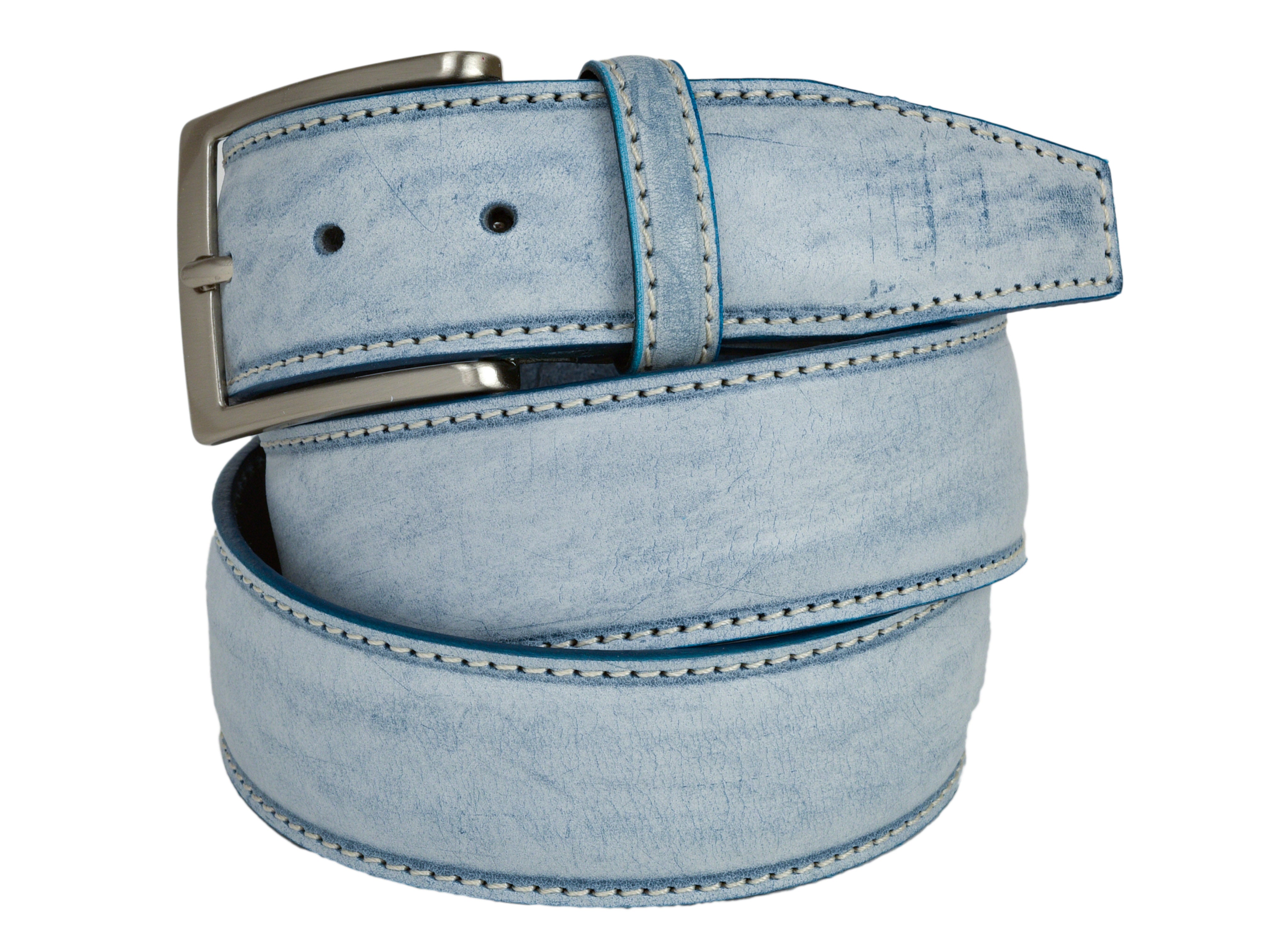 Limited Edition Calf Skin Patina Belt Sky Blue