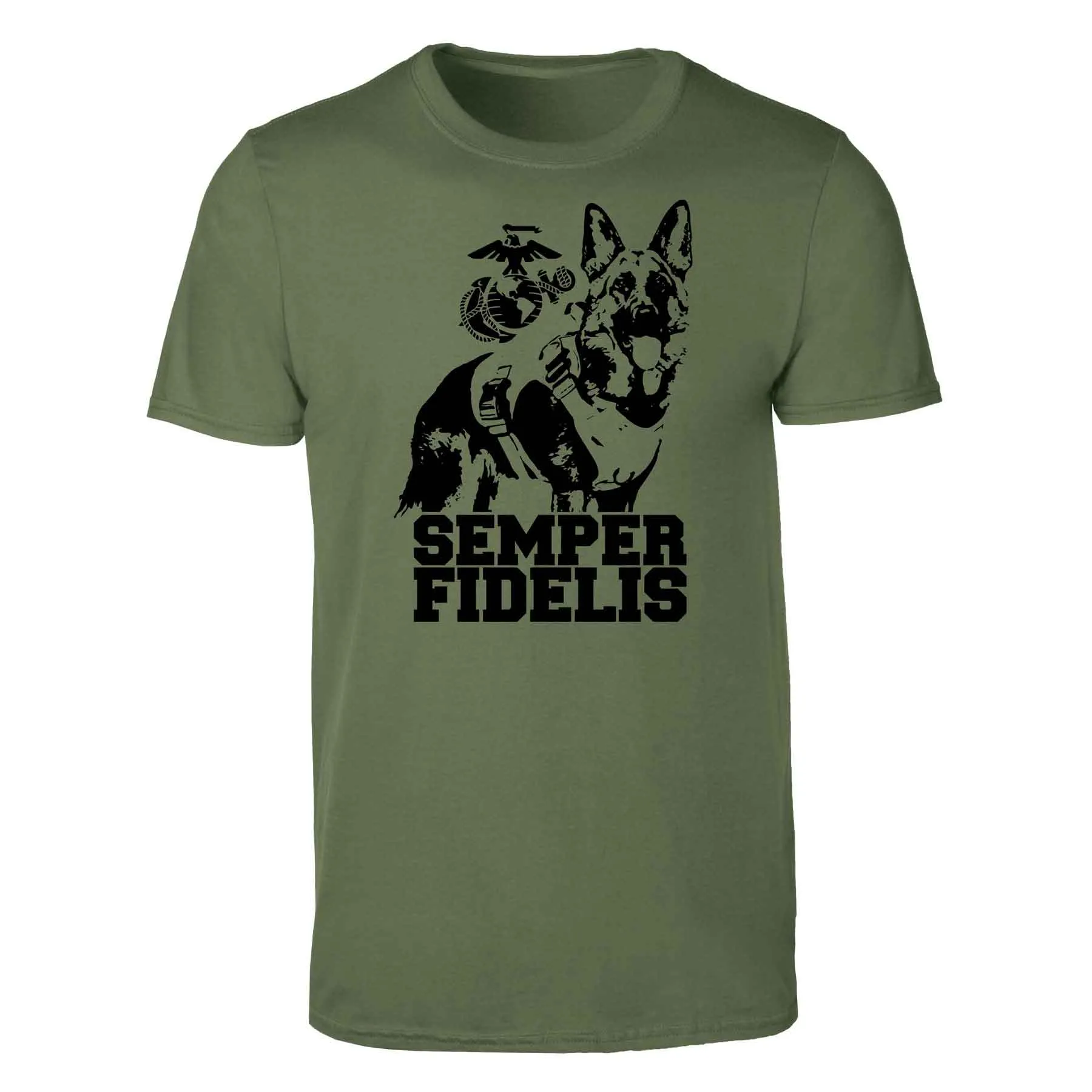 Marine Corps K-9 T-shirt with German Shepherd Graphic Design