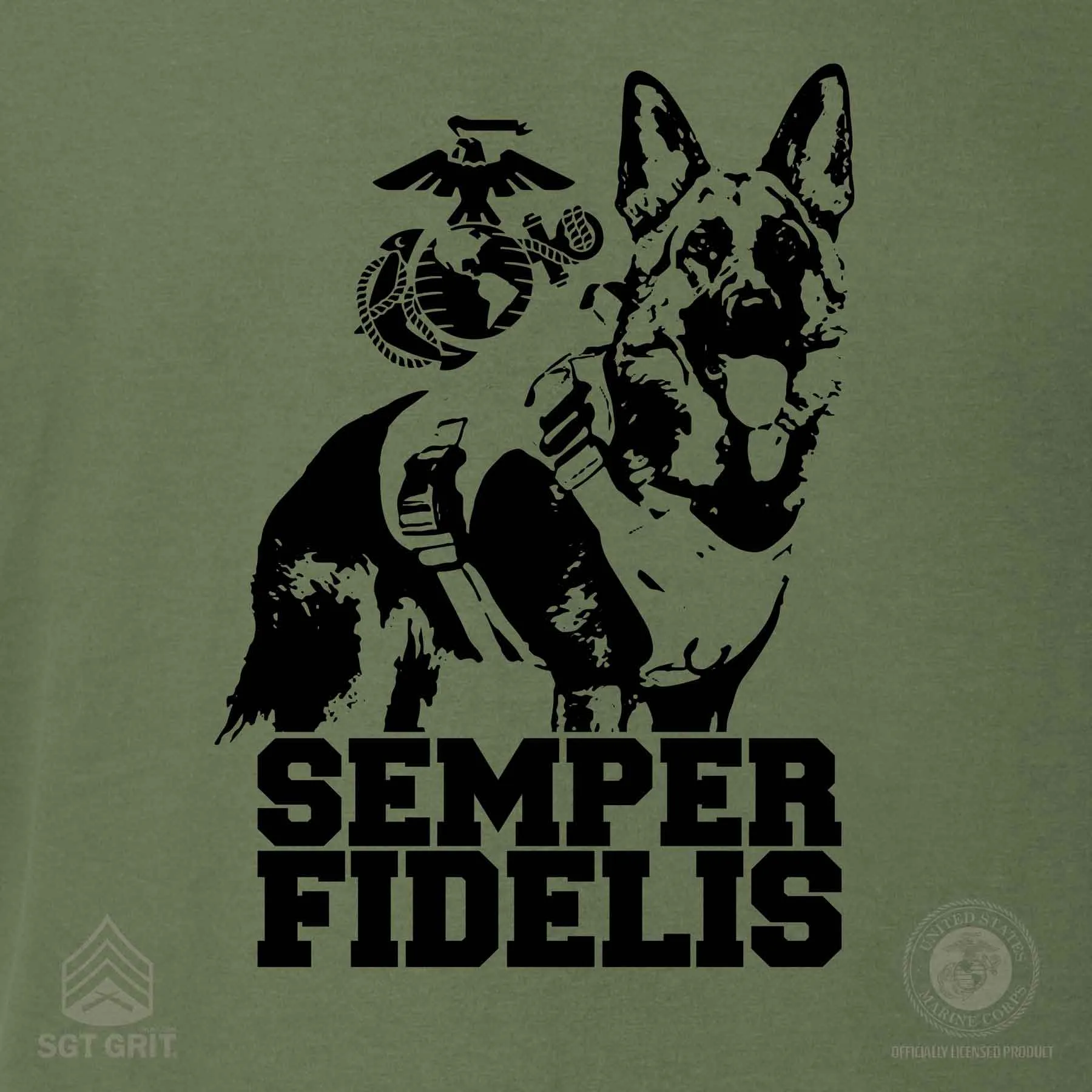 Marine Corps K-9 T-shirt with German Shepherd Graphic Design