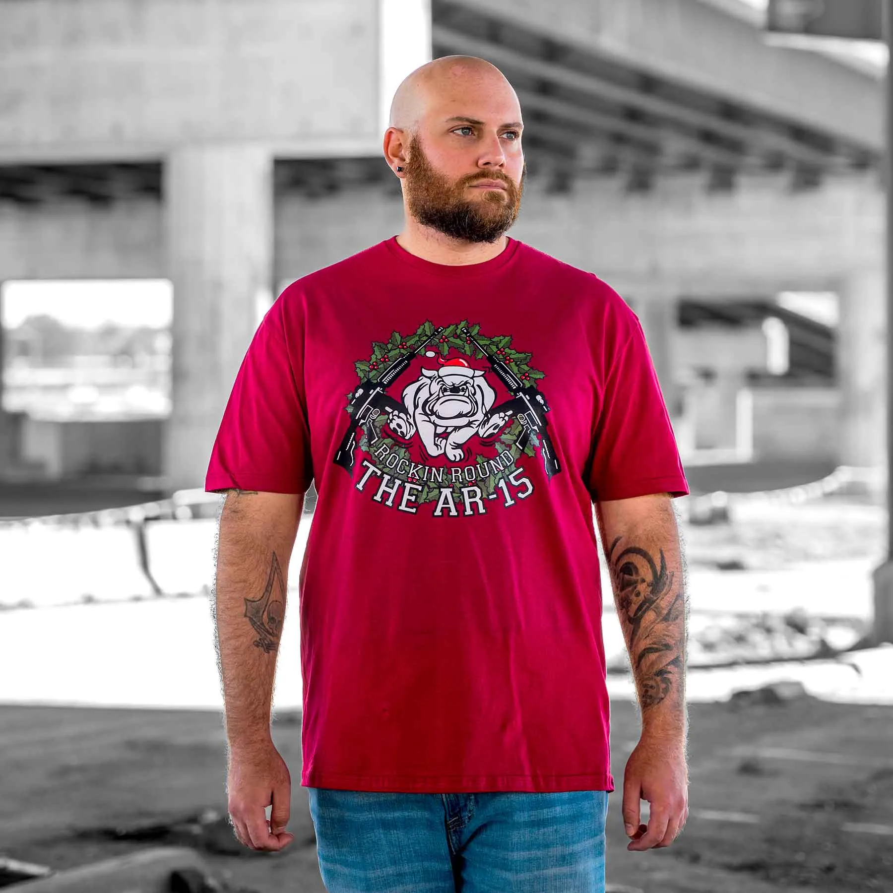 Marine Mascot Rockin' Around the AR-15 Holiday T-shirt