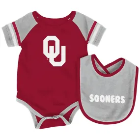 Oklahoma Sooners Colosseum Roll-Out Infant One Piece Outfit and Bib Set