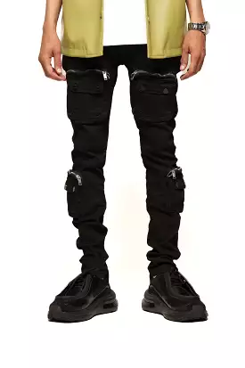 PHEELINGS TIME DON'T WAIT CARGO SKINNY DENIM (JET BLACK)