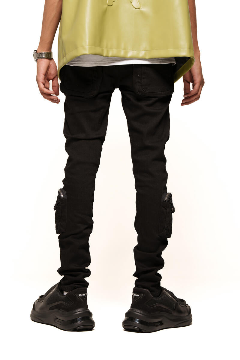 PHEELINGS TIME DON'T WAIT CARGO SKINNY DENIM (JET BLACK)