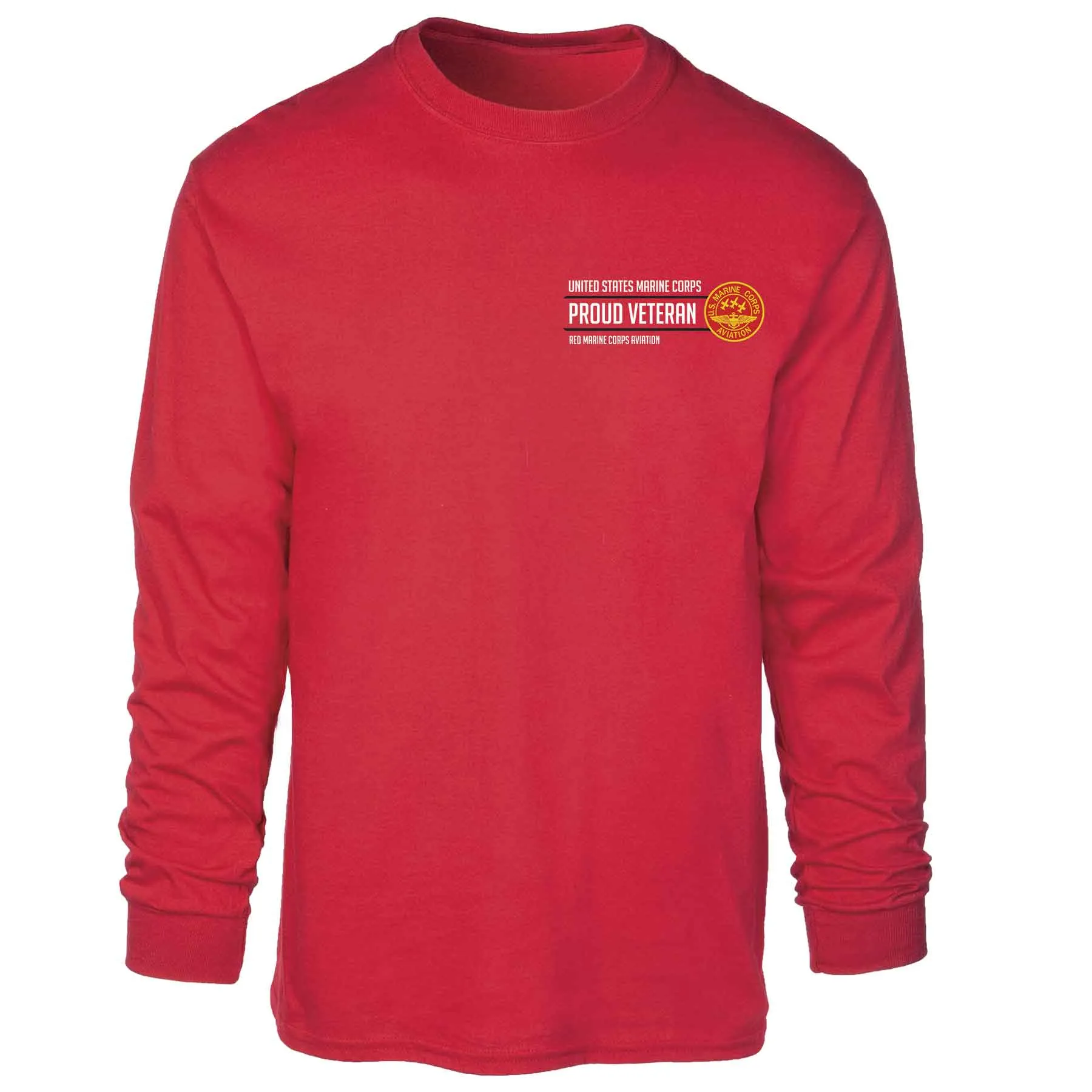 Red Marine Corps Aviation Proud Veteran Long Sleeve T-shirt