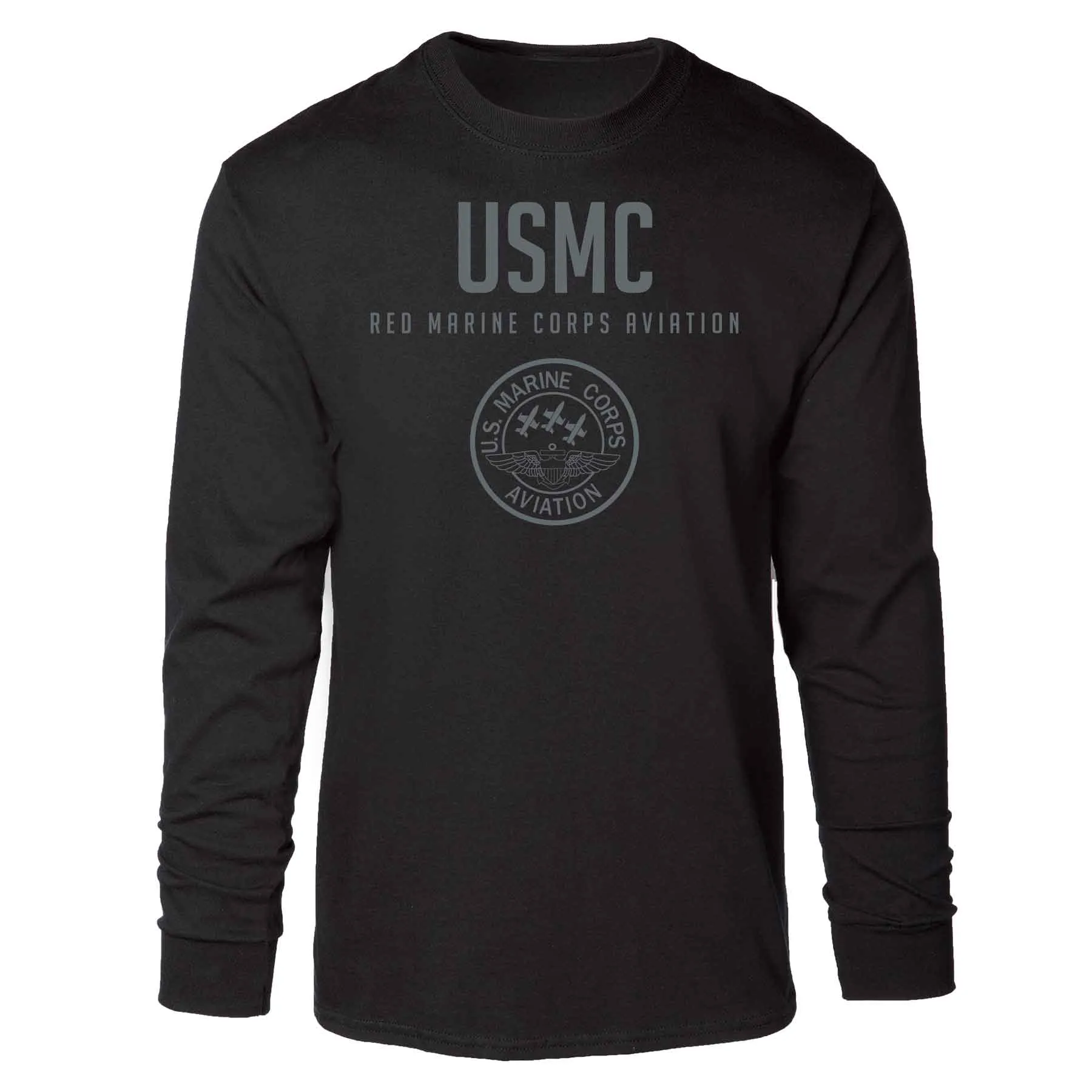 Red Marine Corps Aviation Tonal Long Sleeve T-shirt