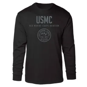 Red Marine Corps Aviation Tonal Long Sleeve T-shirt