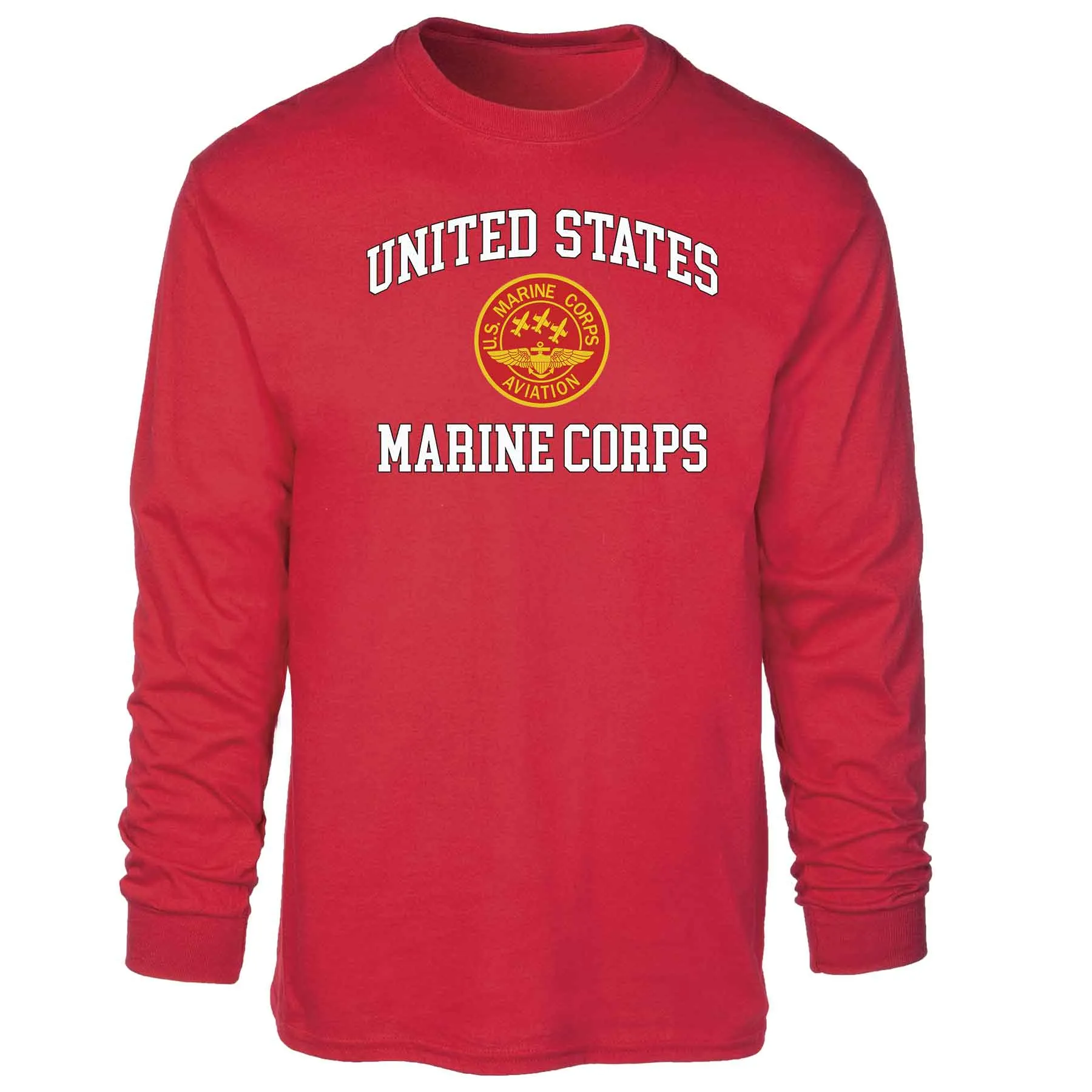 Red Marine Corps Aviation USMC Long Sleeve T-shirt