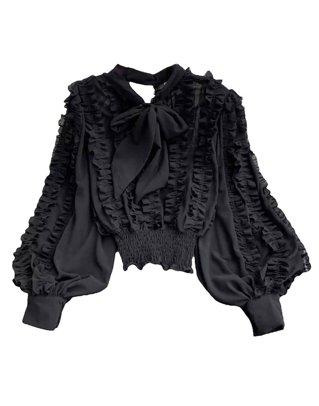 Ruffle Tie Neck Top