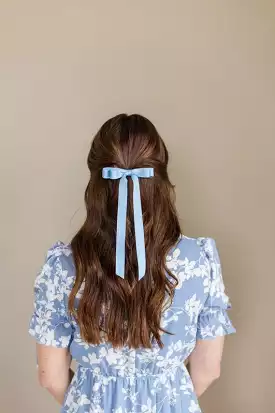 Sky Blue Satin Double Hair Bow