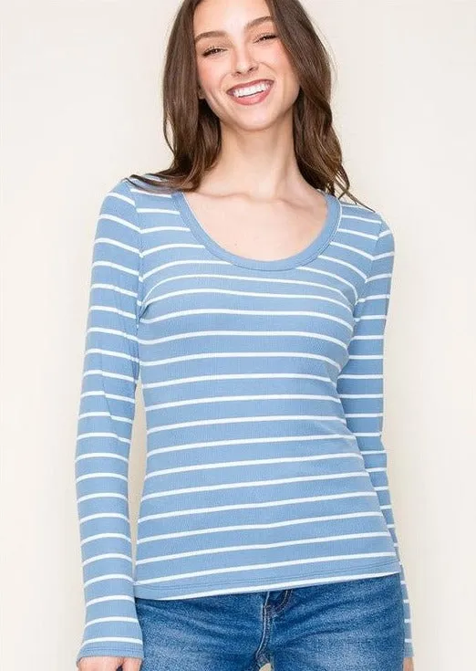 Sky Blue Scoop Neck Top