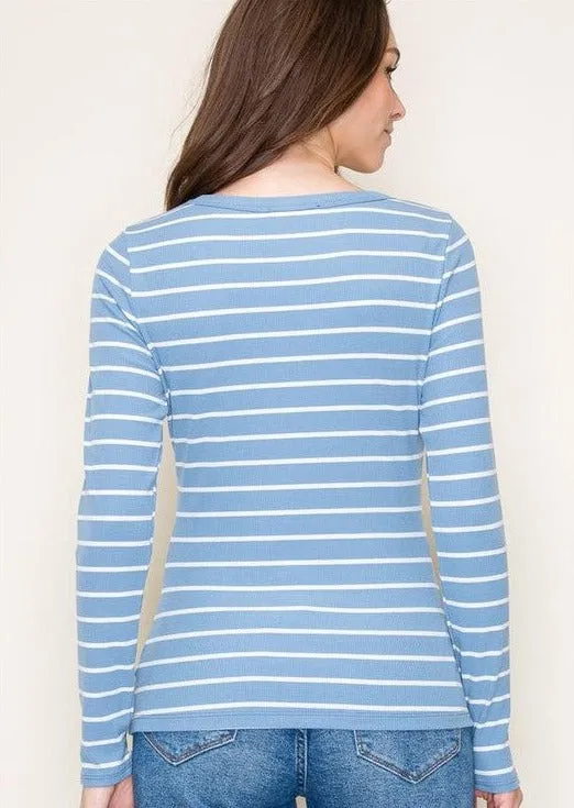 Sky Blue Scoop Neck Top