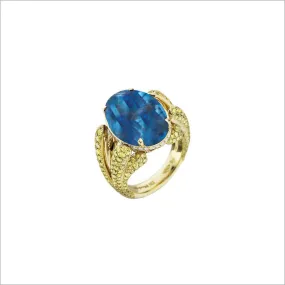 Triadra 18K Gold & Sky Blue Topaz Ring with Diamonds