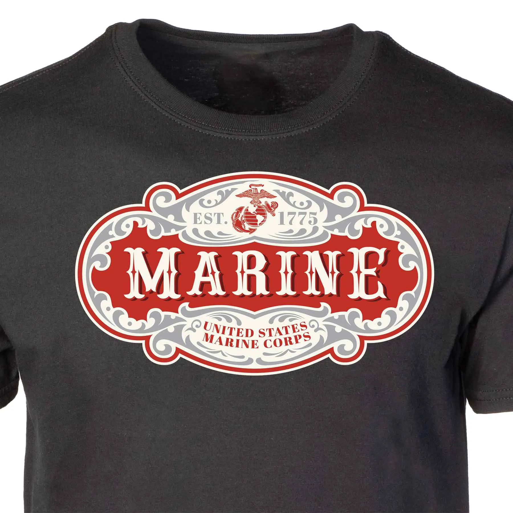 USMC Marine Scroll T-shirt, Black