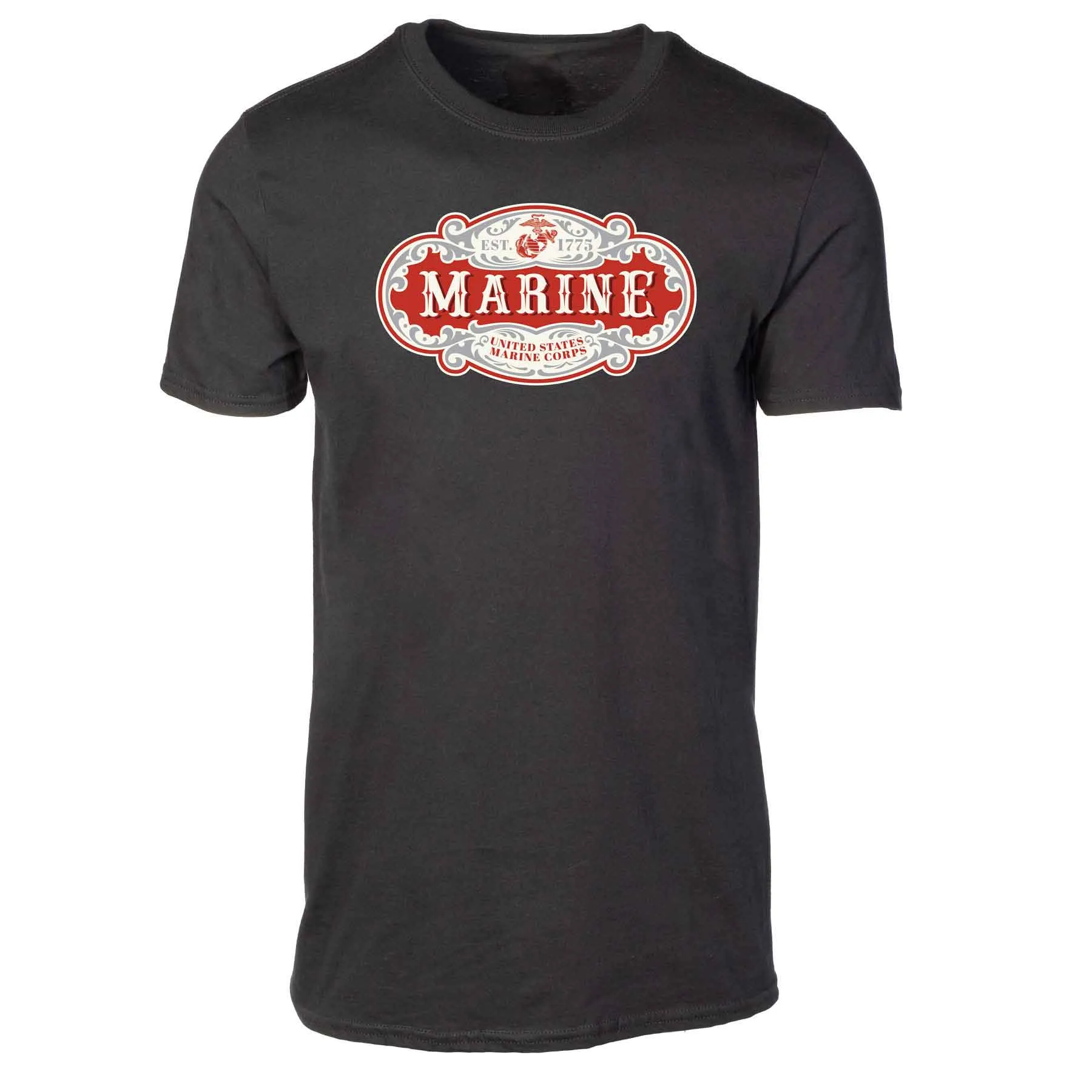 USMC Marine Scroll T-shirt, Black