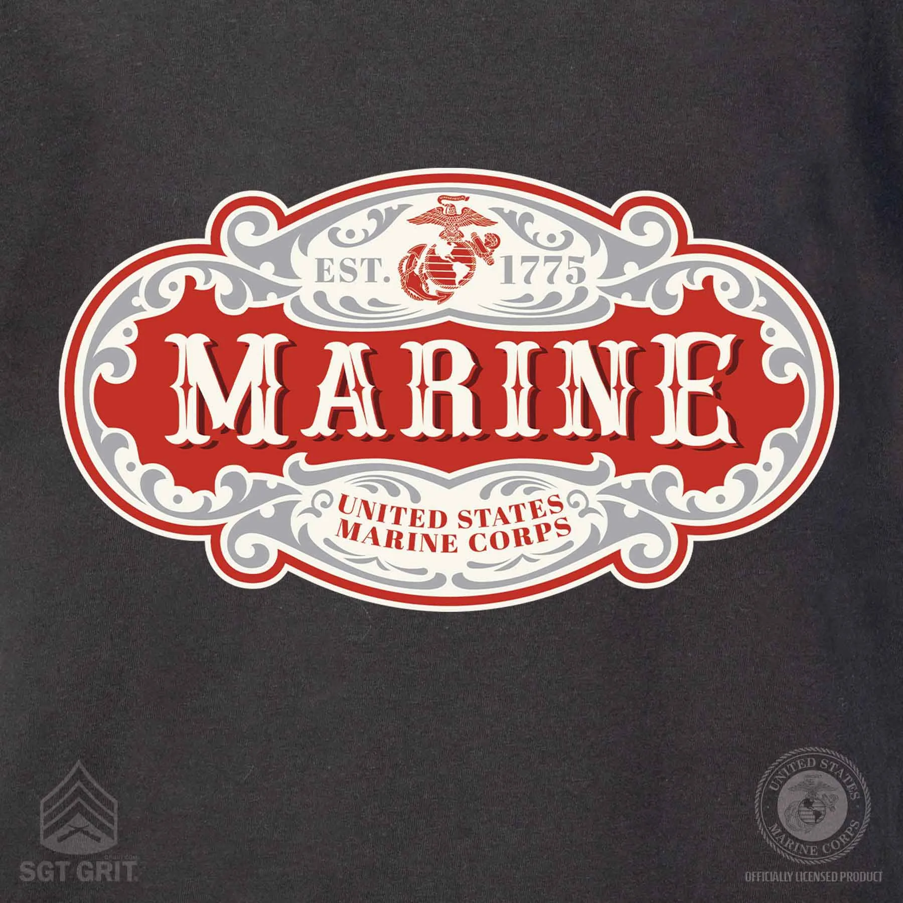 USMC Marine Scroll T-shirt, Black