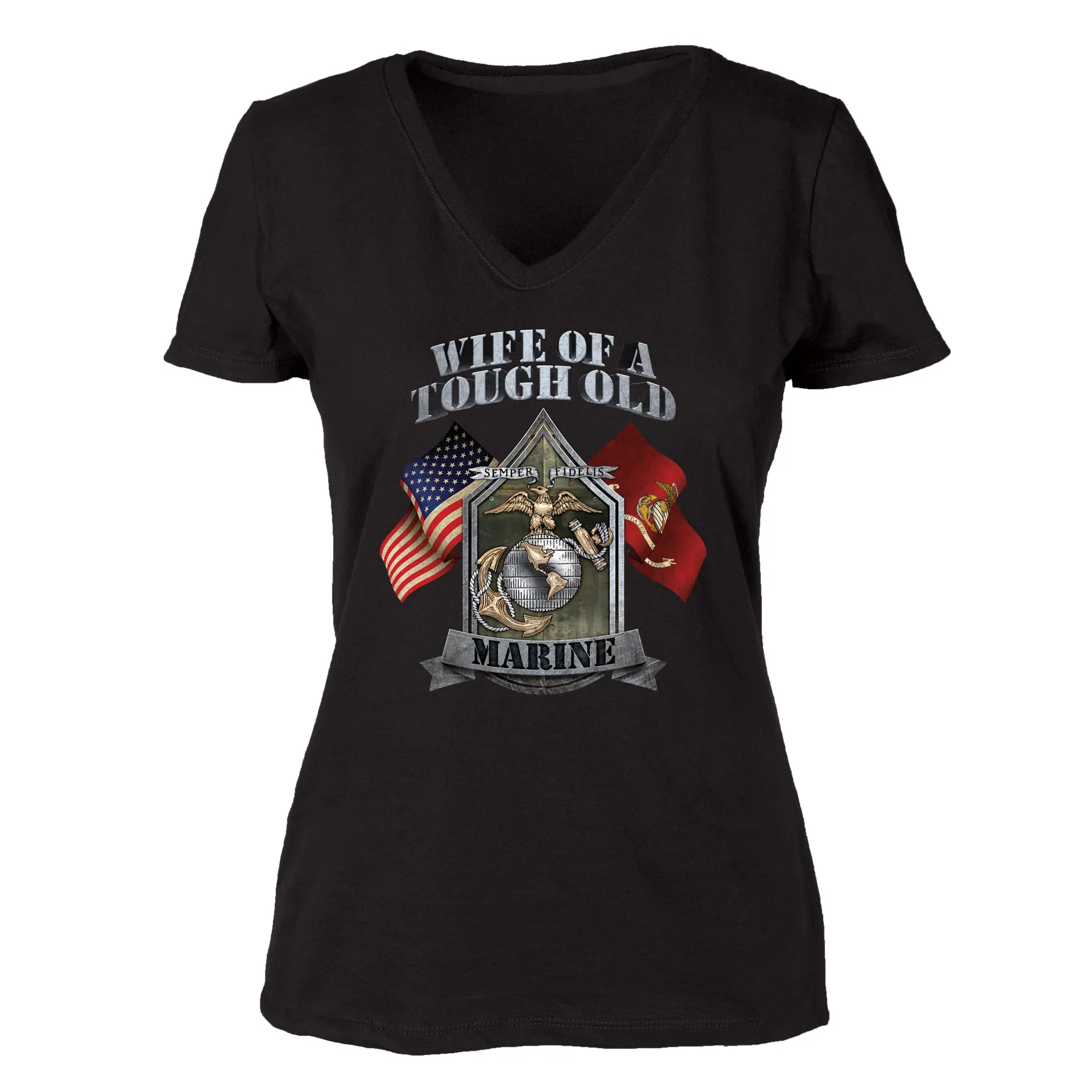 USMC 'Wife of a Tough Old Marine' T-shirt 100% Cotton