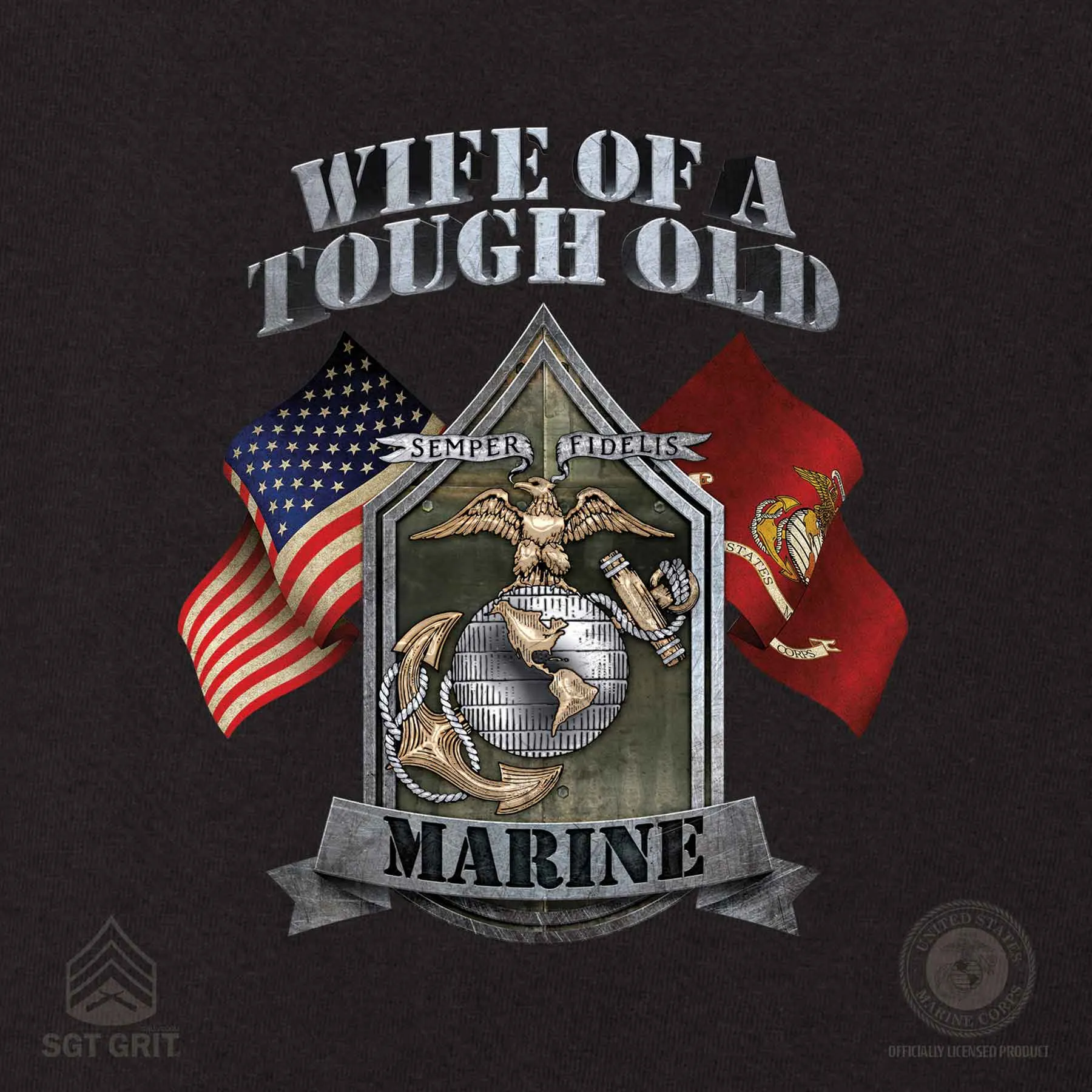 USMC 'Wife of a Tough Old Marine' T-shirt 100% Cotton