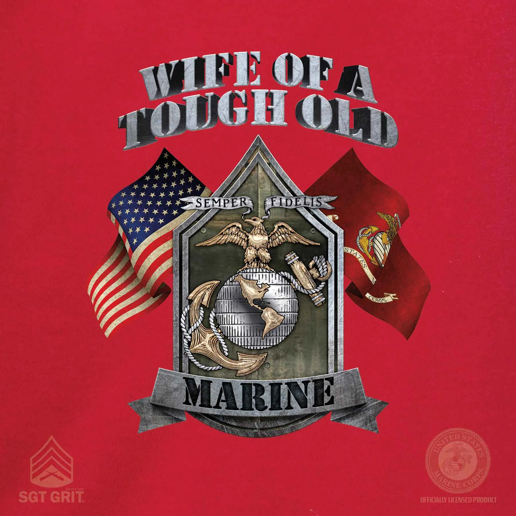 USMC 'Wife of a Tough Old Marine' T-shirt 100% Cotton