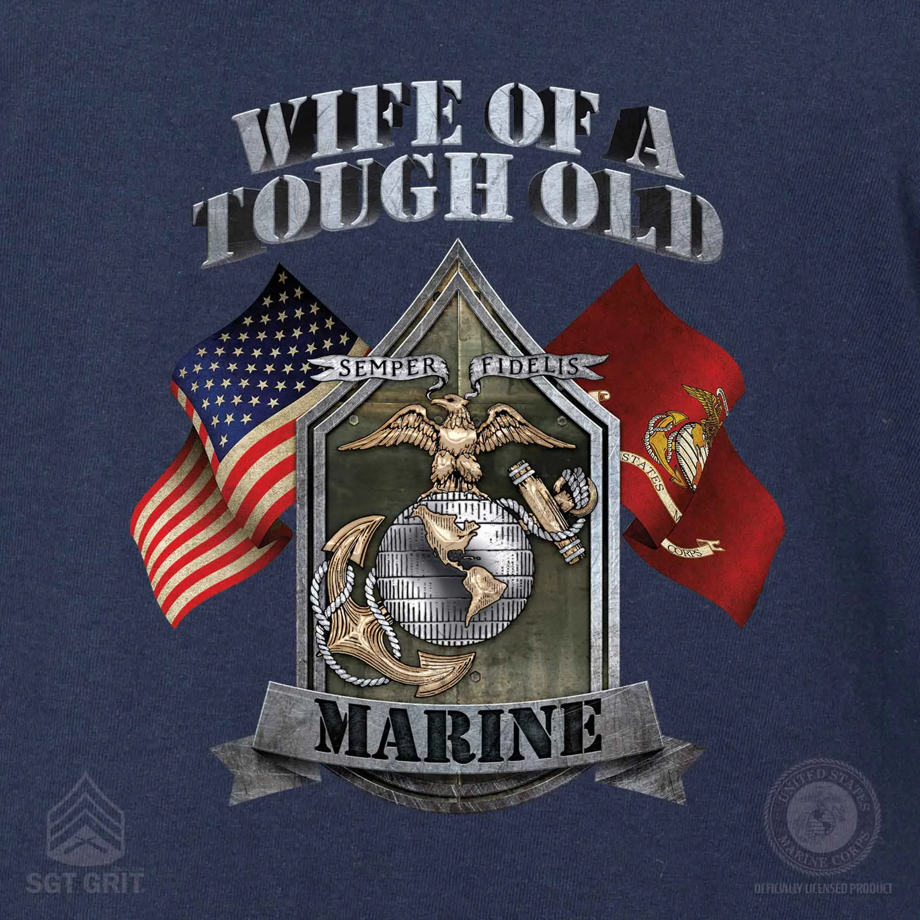 USMC 'Wife of a Tough Old Marine' T-shirt 100% Cotton