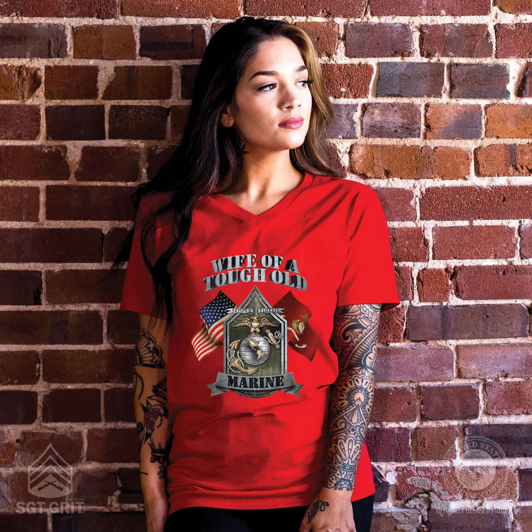 USMC 'Wife of a Tough Old Marine' T-shirt 100% Cotton