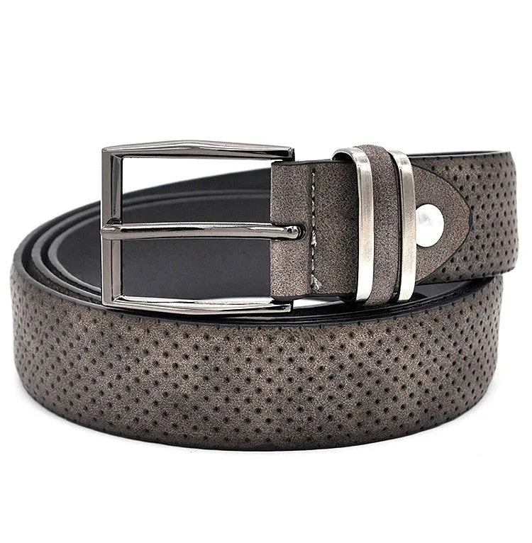 Xituodai Men's Casual Fashionable Jean Waistband Belt With Gun Metal Buckle Dot Style Split Leather Casual Man Dress Belt Dark G