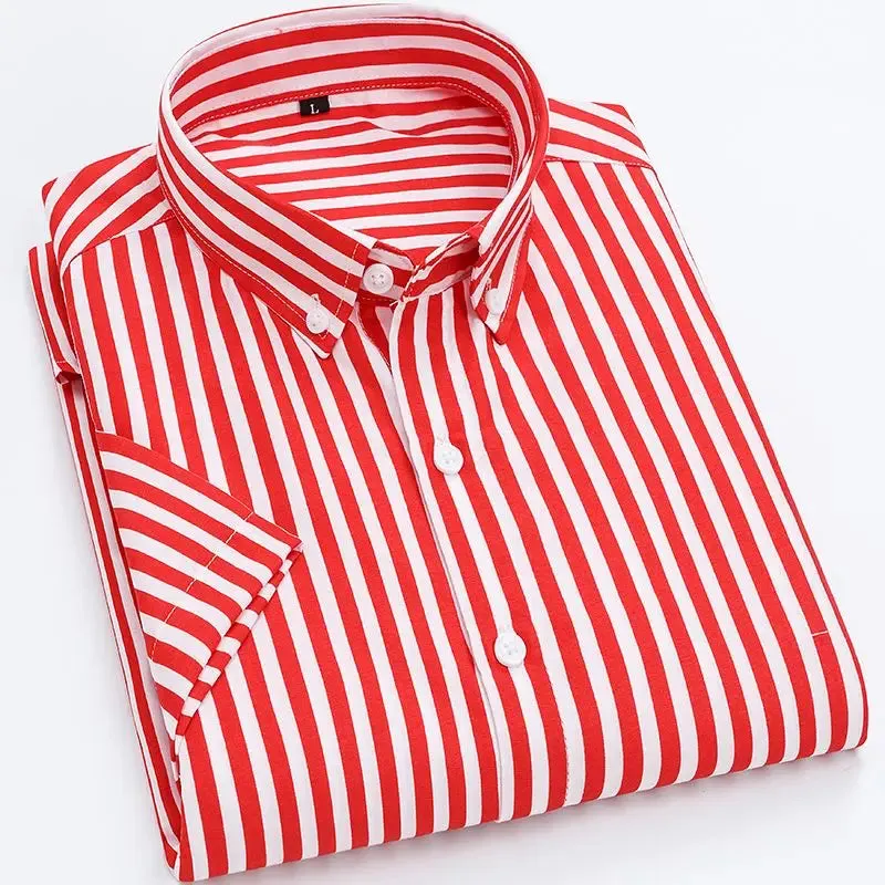 Xituodai New Summer Fashion Simple Polo Collar Vertical Stripe Korean Version Casual Business Slim Fit Trend Versatile Men's Shi